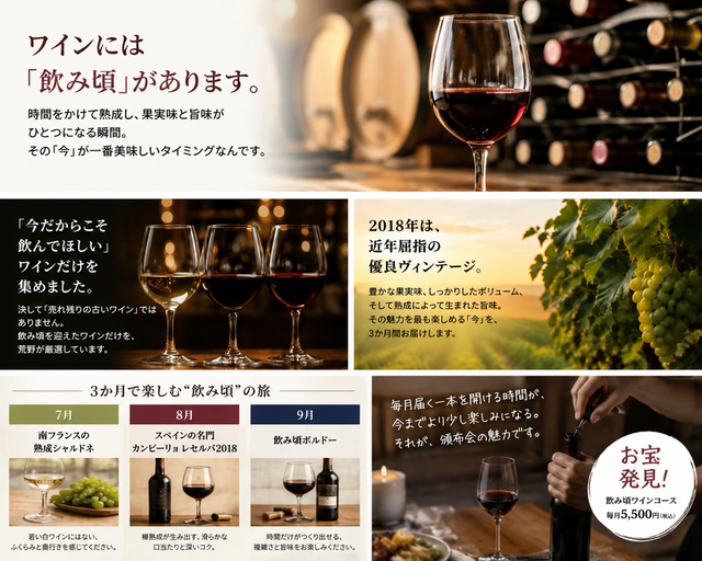 夏のワイン頒布会おすすめコース「お宝発見！飲み頃ワインコース」